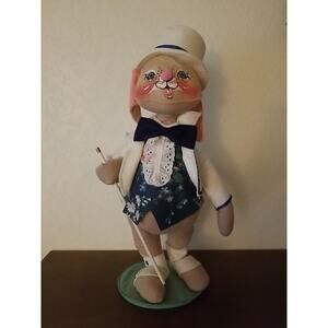 Vintage 1992 Annalee Doll 21” Easter Spring Parade Mr. Bunny Rabbit Hat Bow Tie